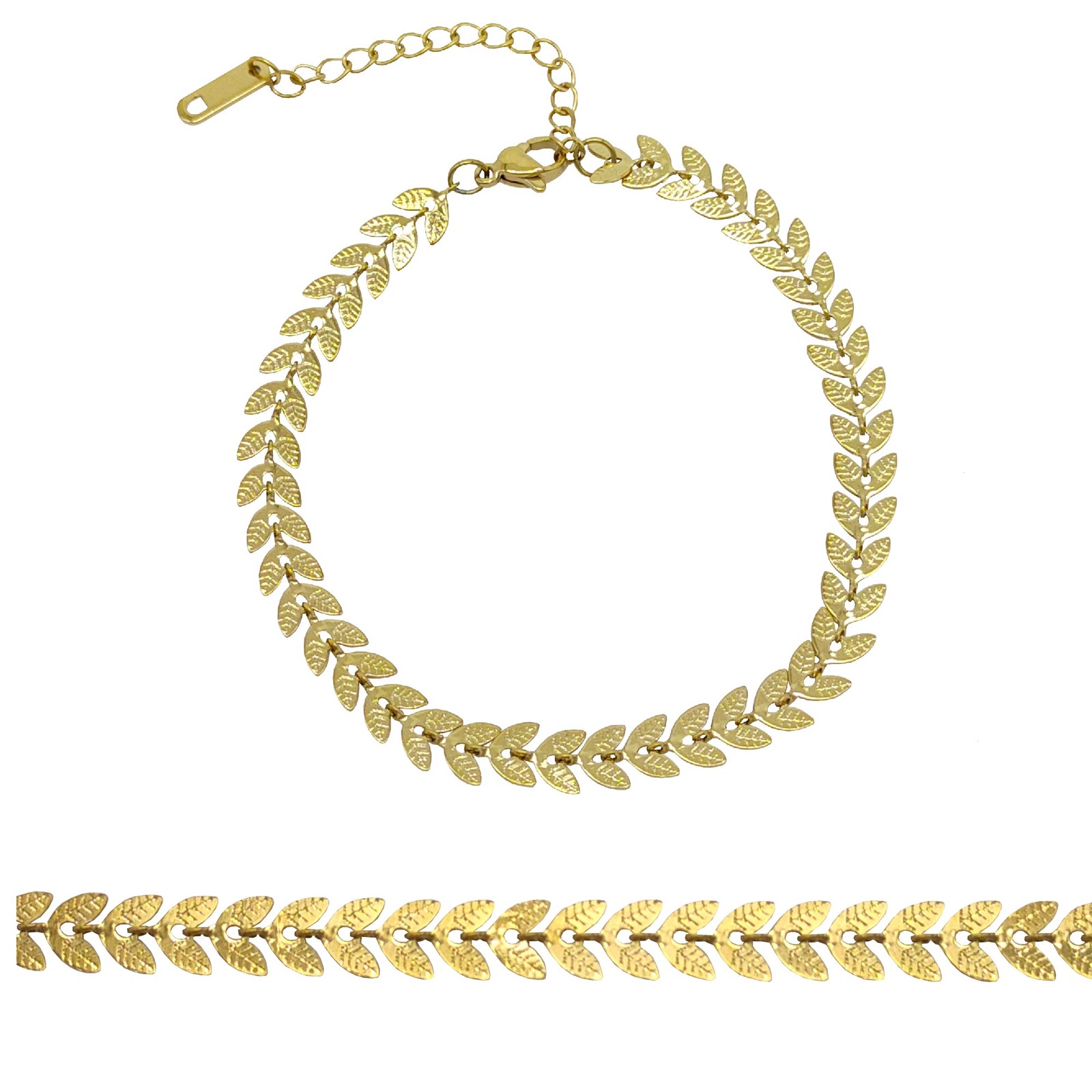 18K Gold Filled Nickel-Free non-Tarnish 5.5mm FishTail Link Chain Bracelet 7″-9″