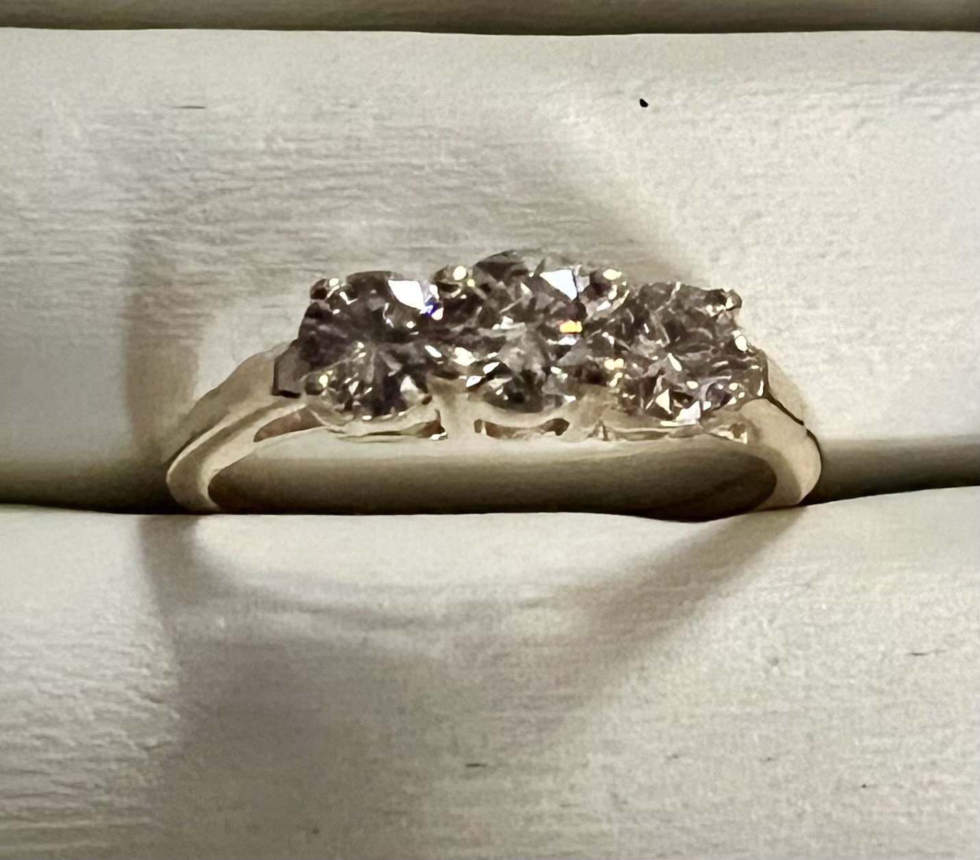 14KY Gold 3-Stone Diamond Ring. Sz 8.25. Approx. 1/2 TCW. 2.48 Grams