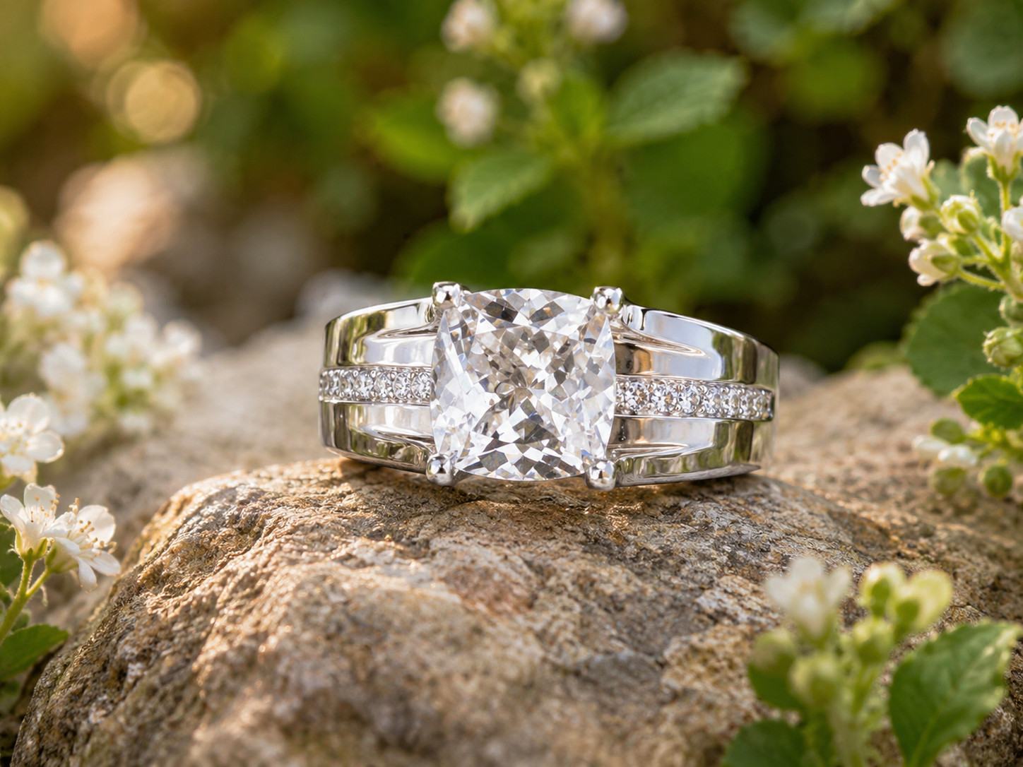 2Ct Lab Created Diamond Solitaire Engagement Ring 14K White Gold Plated Silver