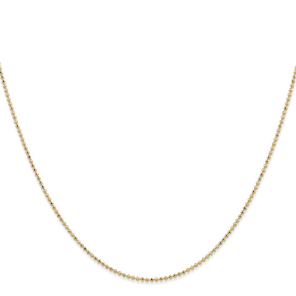 14k Yellow Gold 1.2mm Beaded Chain Necklace 20″ for Women 2.78g