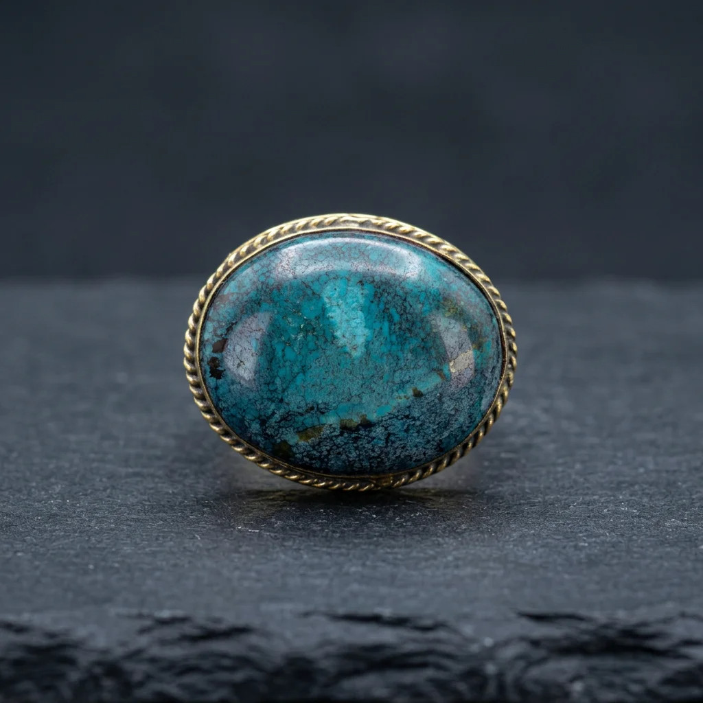 Tibetan Brass Groove Pendant Handmade Gemstone Jewelry Boho Statement