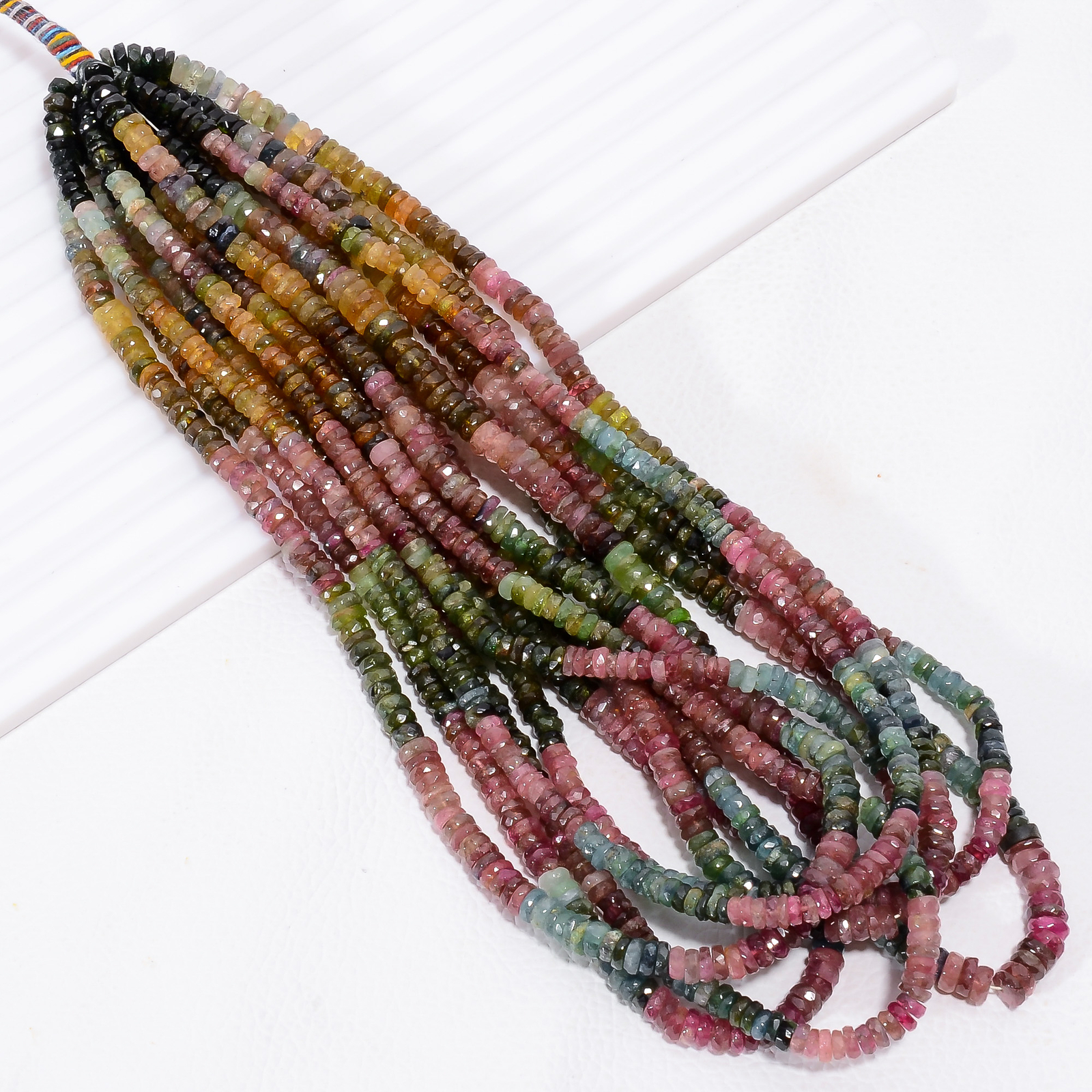 Natural Multi Tourmaline Gemstone Rondelle Faceted Beads 5 mm Strand 7″ EB-903