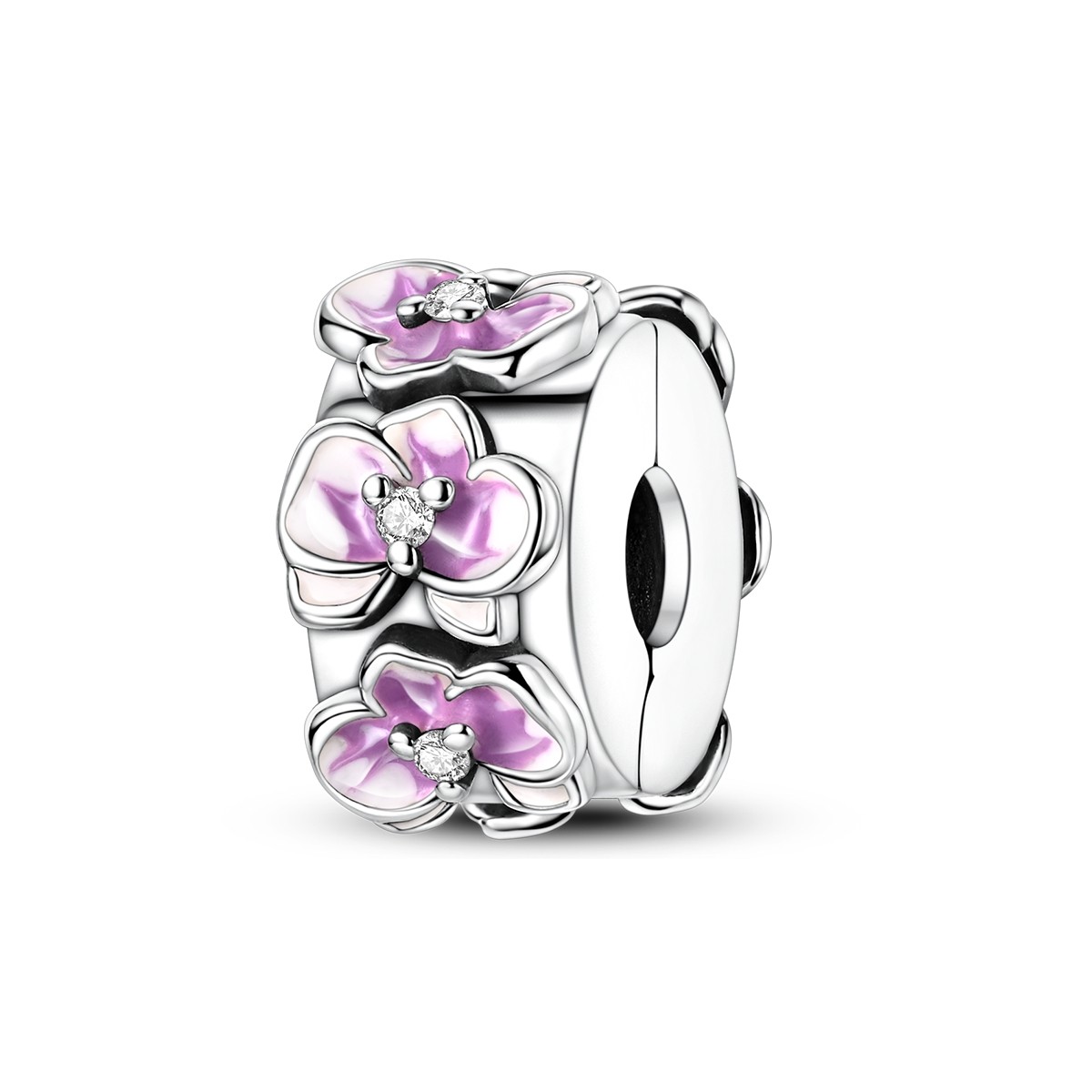 MULA 925 Sterling Silver DIY Charm CZ Butterfly Orchid Clip for Women Bracelet