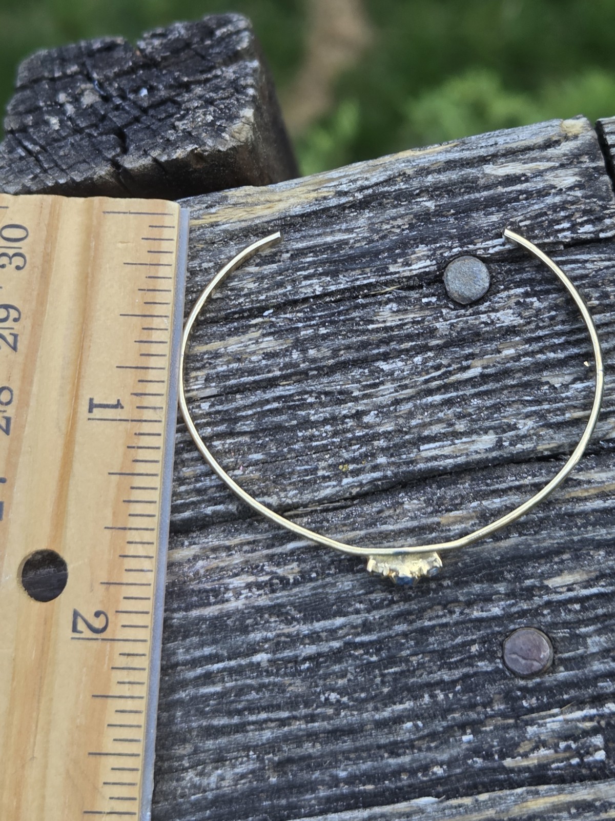 Vintage Tiny Child’s Bracelet Cuff Gold Tone Aquamarine Glass Birthstone Small