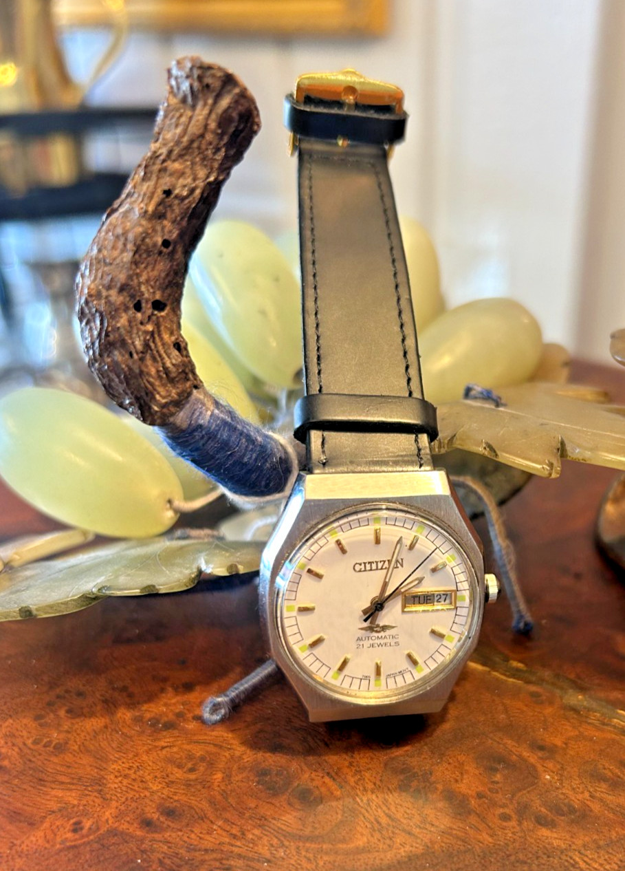 Sharp Citizens New Master Men’s Wristwatch – – Automatic 21J, New Leather Band