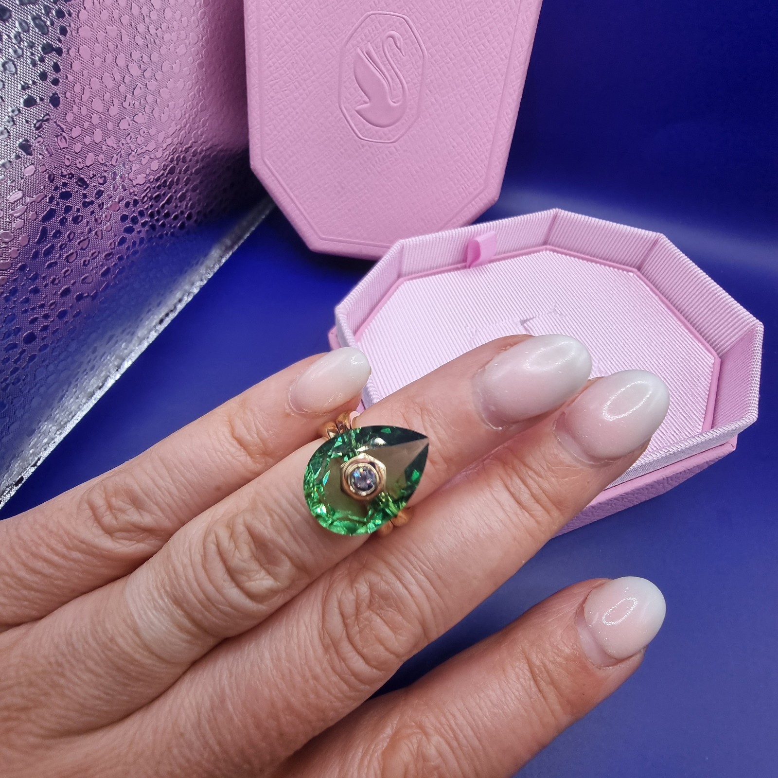 Swarovski Ring Numina Green Crystal 5620767 Size- 52