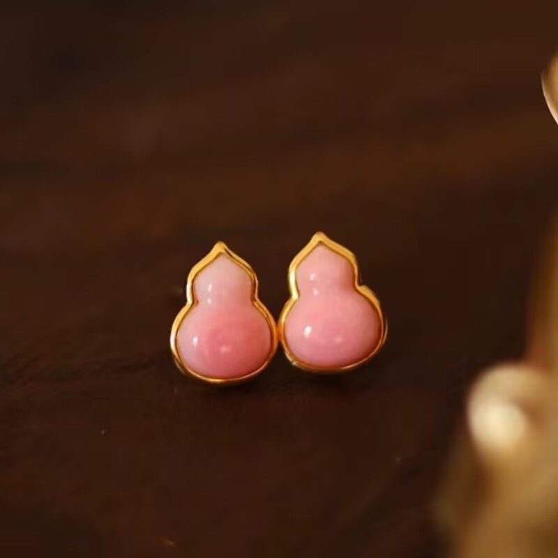 gorgeousnew8-12mm natural pink conch pearl earring 925s (t)