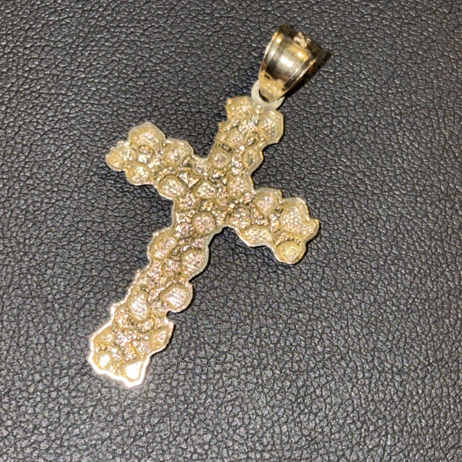 14K Solid Gold Nugget Cross Pendant