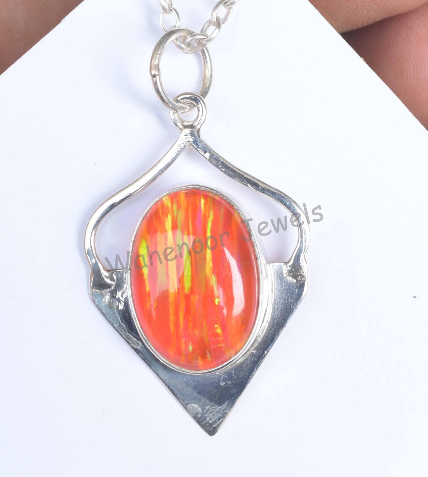 22.65 Ct Orange Fire Opal 925 Sterling Silver Handmade Pendant For Her