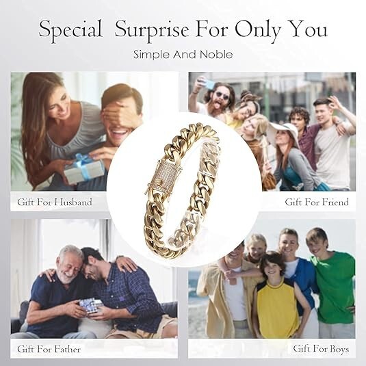14k Gold Plated Stainless Steel Miami Cuban Link Bracelet Or Chain with CZ Clasp