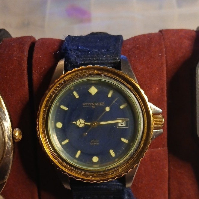 Wittnauer Vintage Dive Watch, Screw Down Crown . Timex Electrica . Monopoly.