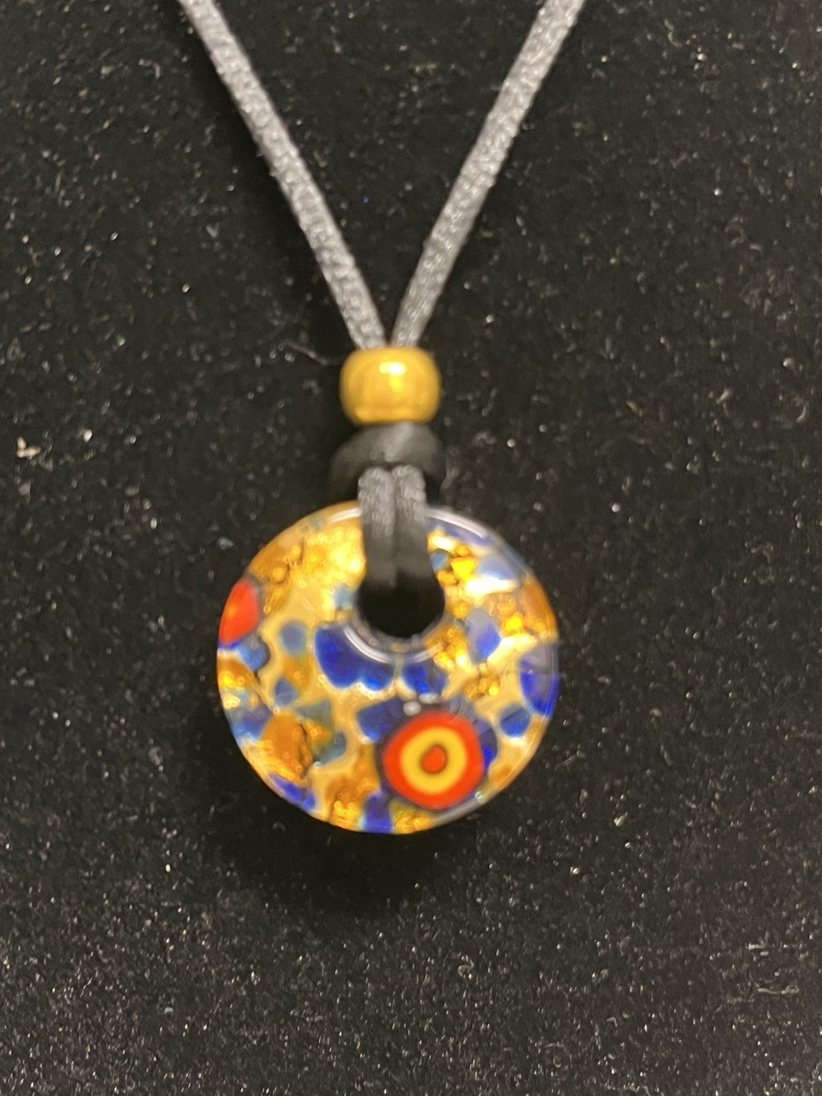 Vetro Di Murano Blown Glass Pendant Necklace Handmade In Italy 16″