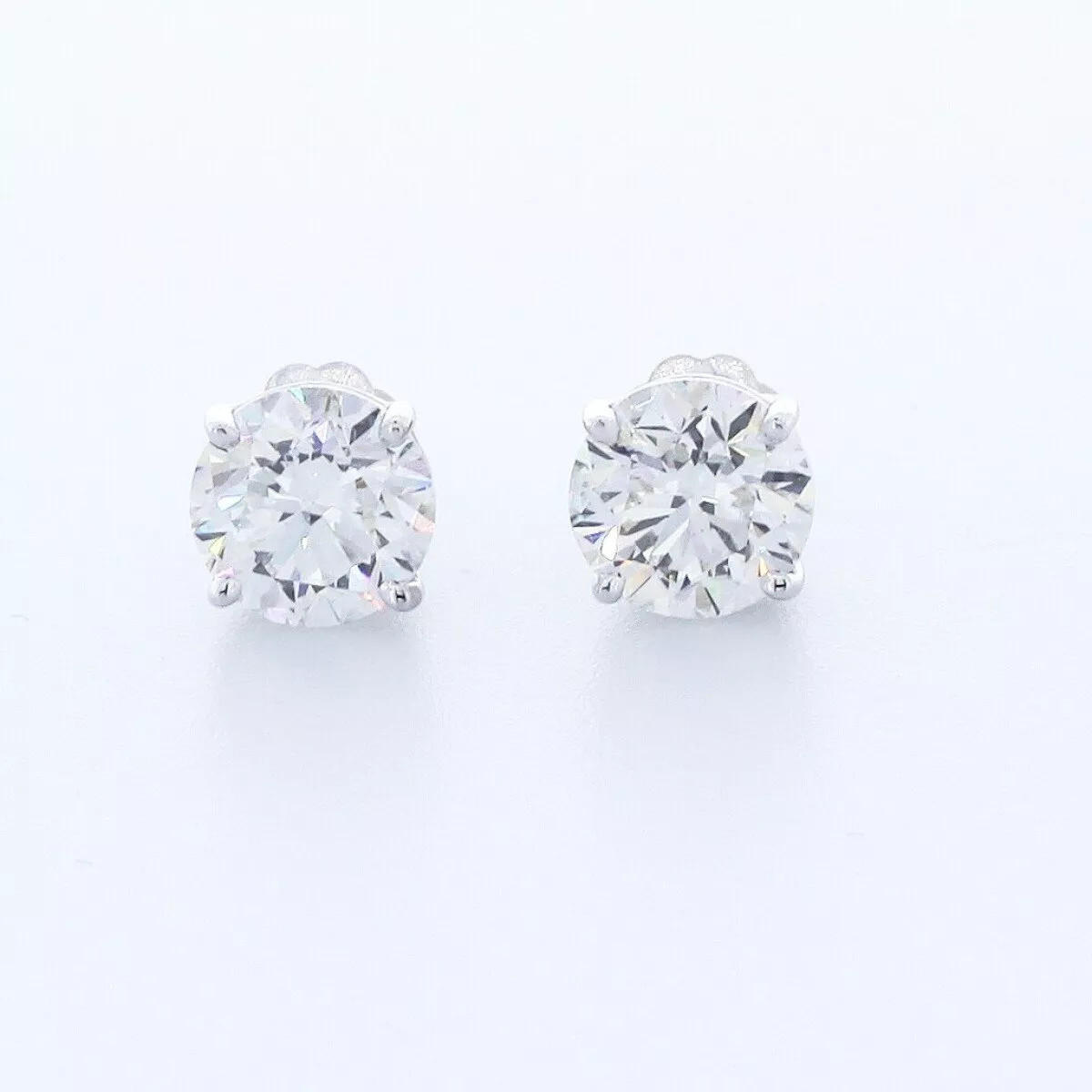 Solid 14K White Gold Stud Earrings Classic 3.75 CT Round Natural Diamond F SI2