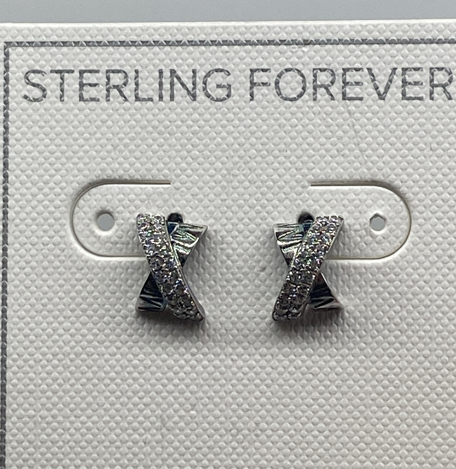 STERLING FOREVER-SILVER CZ X EARRINGS LEAD AND NICKEL FREE NEW