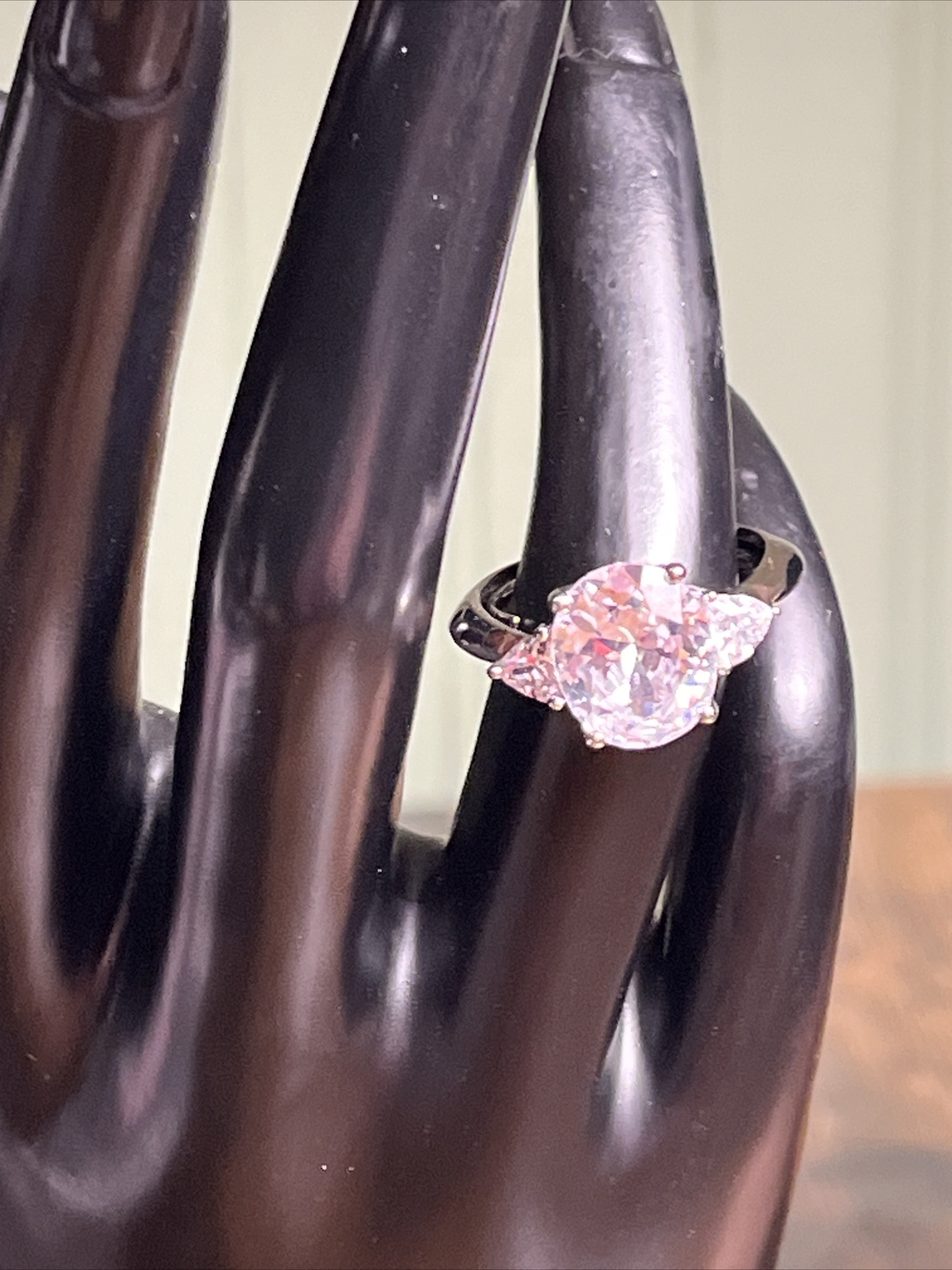 NVC Nataliya V Collister Ring CZ Engagement Silver Tone Size 8 Large Oval