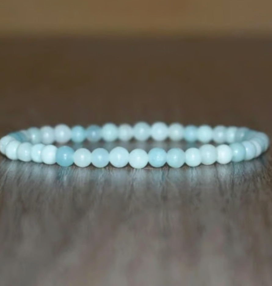 4mm Light Blue Amazonite Bracelet for Women, Amazonite Bracelet