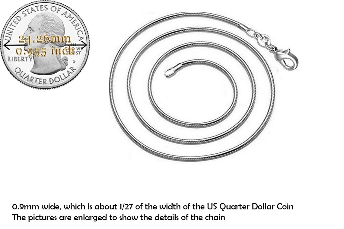 925 Sterling Silver Tarnish-Resistant 24″ 0.9mm Thin Round Snake Chain Necklace