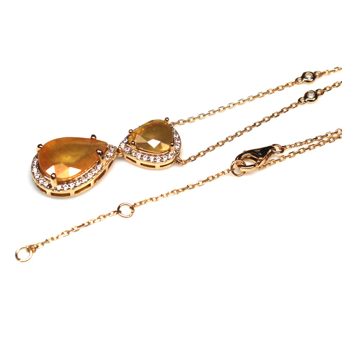 Handmade 925 Sterling Silver Yellow Sapphire Zircon Necklace 20 in