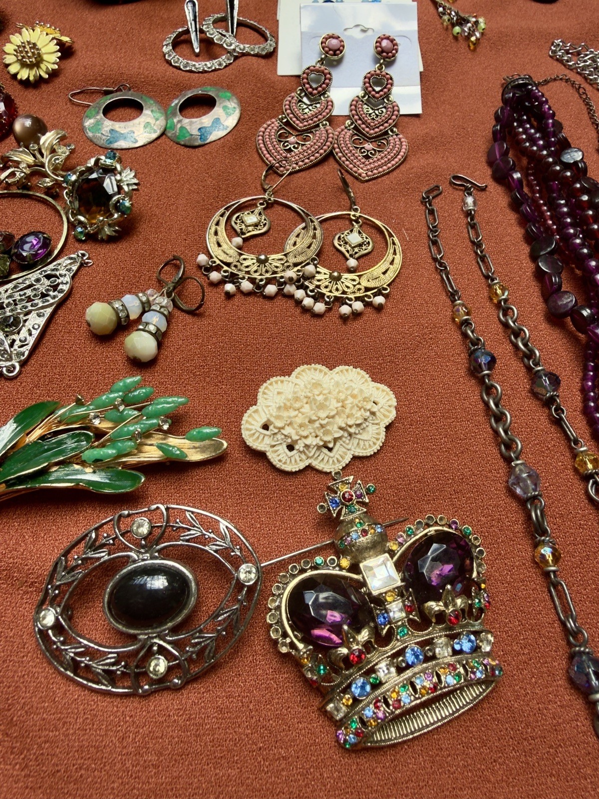 Jewelry NWT & used Earrings pins necklaces most intact, some craft pieces