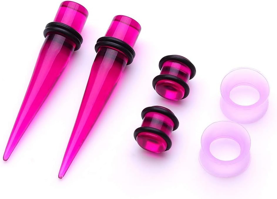 50-Piece Acrylic Ear Stretching Kit 14G-00G – Tapers, Plugs & Silicone Tunnels