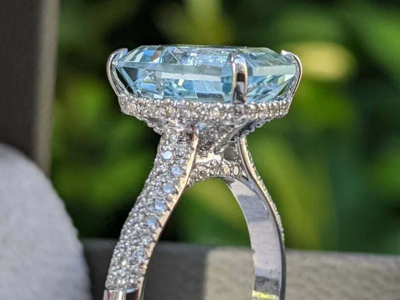 3.00 Ct Radiant Cut Natural Topaz & Diamond Wedding Ring 925 Sterling Silver