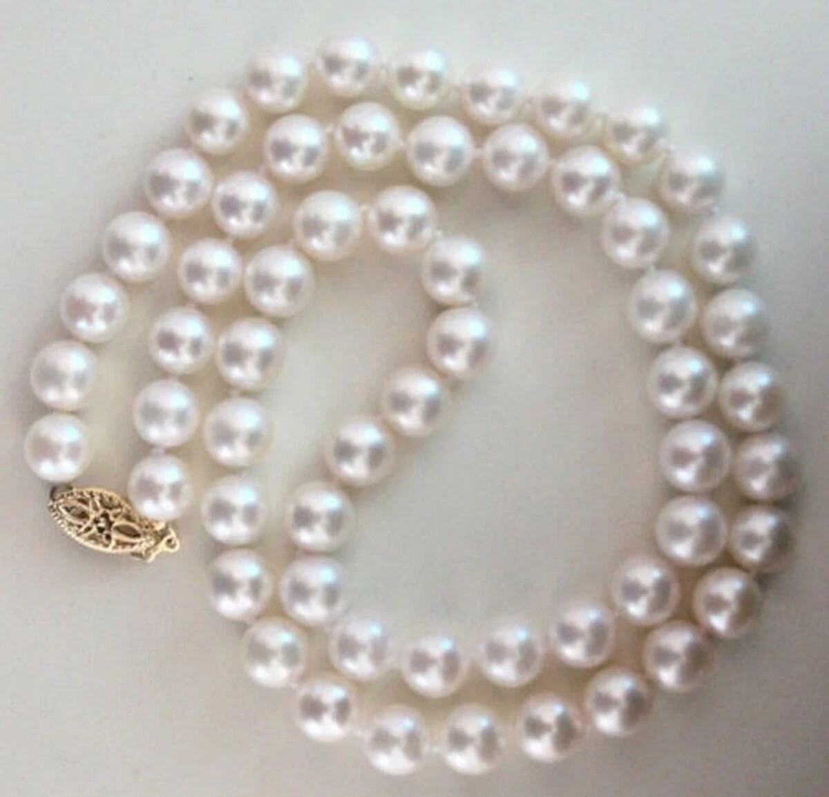 Amazing 8-9mm Natural White AKOYA Round Pearl Necklace 14k 16″ 17″18″ 19″ 20″