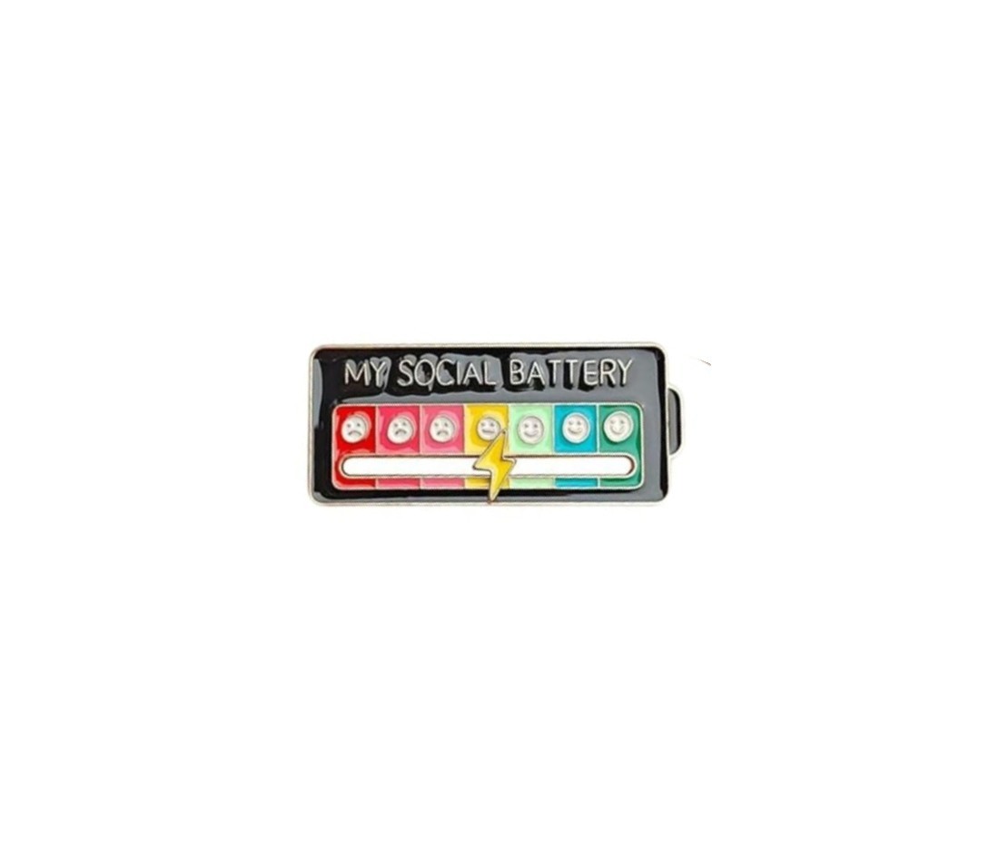 3pack My Social Battery Interactive Mood Enamel Pin NEW