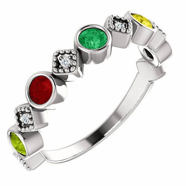 1 to 6 Stones Personalize Mothers Birthstones Rings 10K or 14K Solid Gold