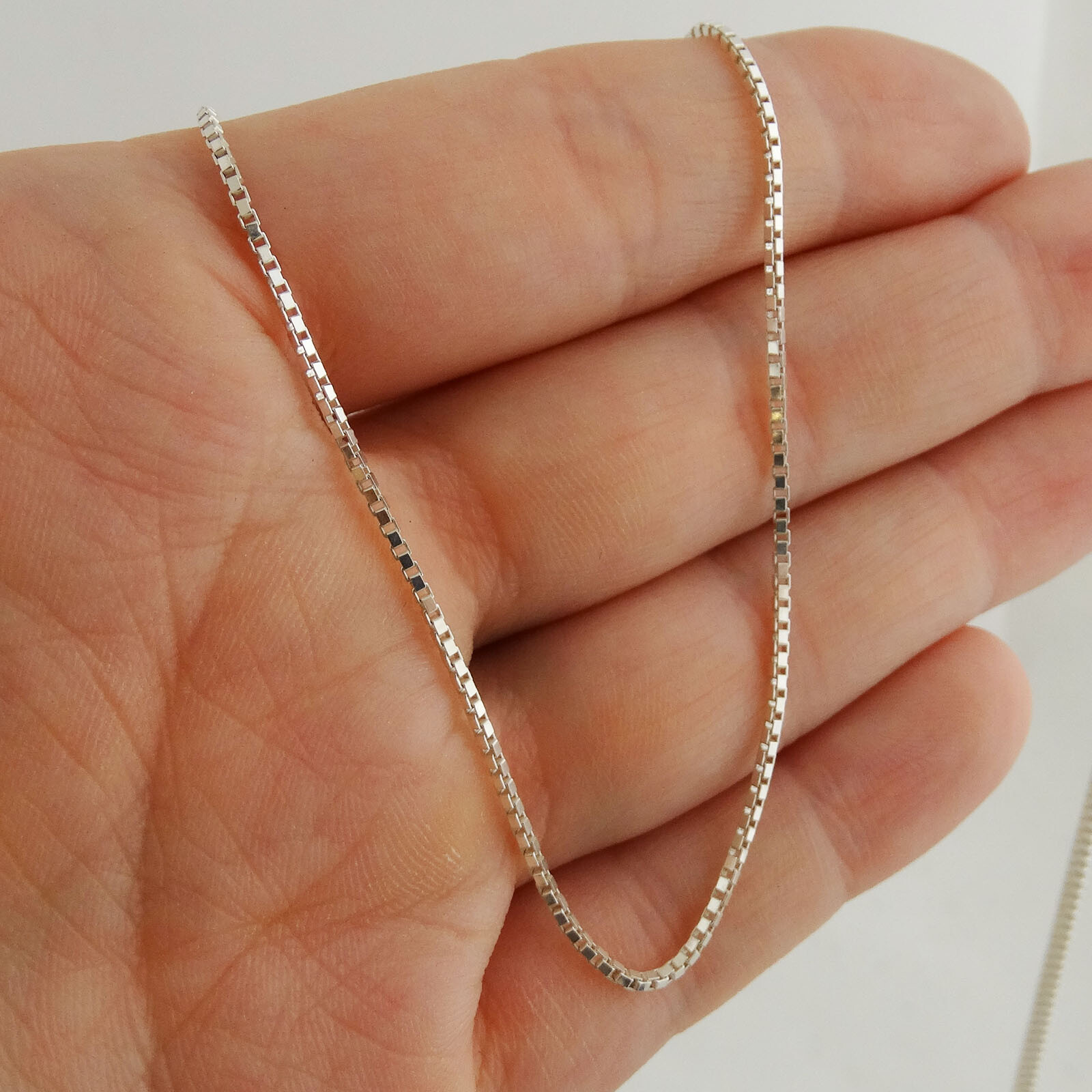 Sterling Silver 1.2mm BOX Chain Necklace 26″, 32″, 34″, 38″ Spring Ring 925 NEW