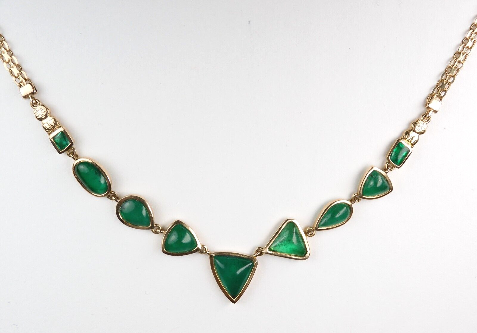 Colombian Emeralds Necklace 6.50 Cts 18K Yellow Gold Pre-Colombian Style Fine