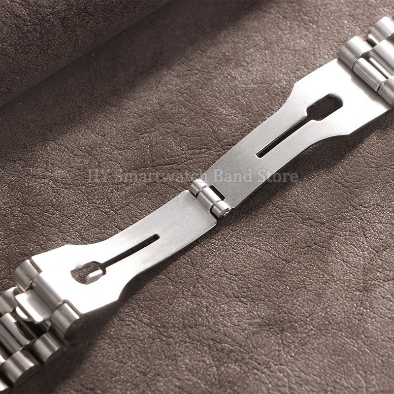 Solid Stainless Steel Strap Bracelet 20MM Curved End President Silver Watch Band