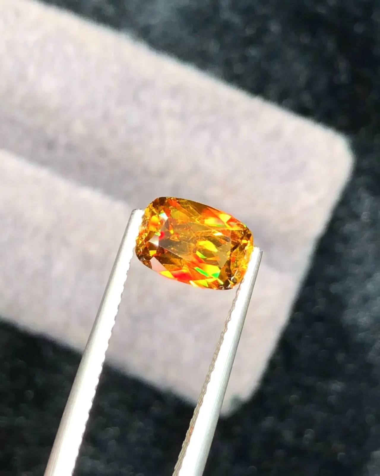 Full Fire Golden Sphene/Titanite Gemstone, Cushion Cut Rare Yellow Sphene 1.85CT