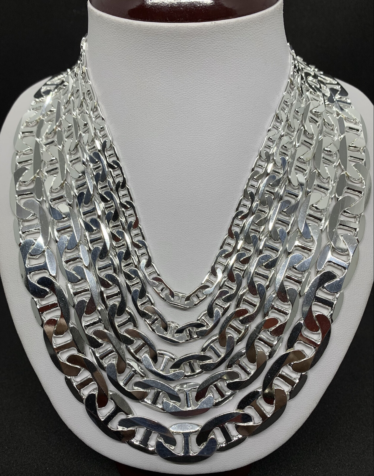 2mm-13.5mm 925 STERLING SILVER ANCHOR/MARINER LINK CHAIN NECKLACE 16″-30″ ITALY