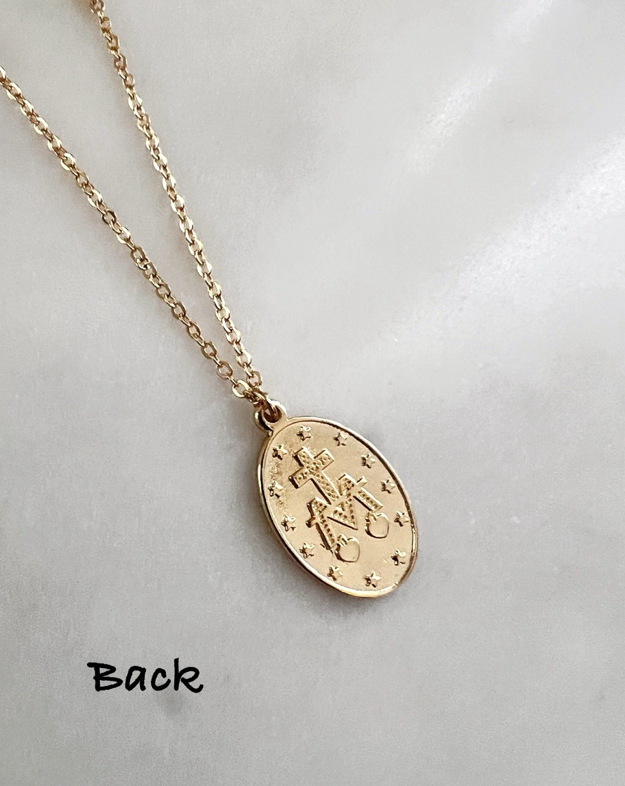 Miraculous Medal Necklace Gold Saint Mary Necklace Virgin Mary Pendant Necklace