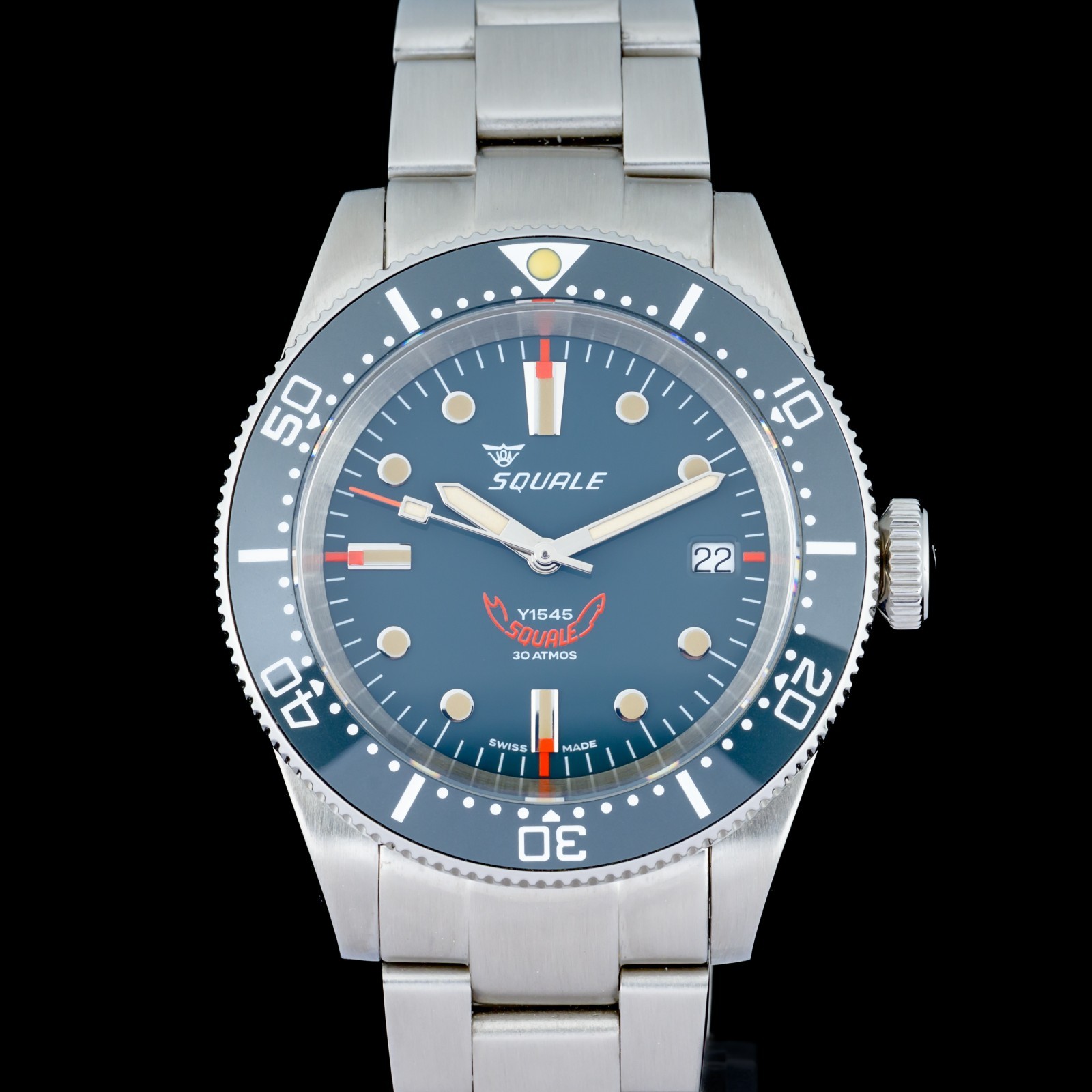 Squale 1545 Gray Dial Automatic Steel 40mm Men’s Watch + B&P