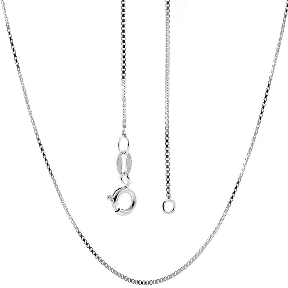 Italian 925 Silver Box Chain 16″ or 18″ Necklace with Spring-Ring Clasp