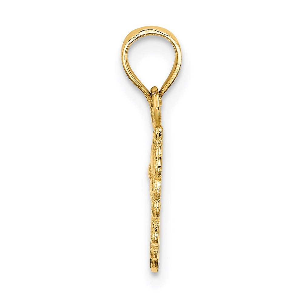 14k Yellow Gold #1 DAUGHTER with Flowers Fancy Charm Pendant L-14.65mm,W-16.55mm