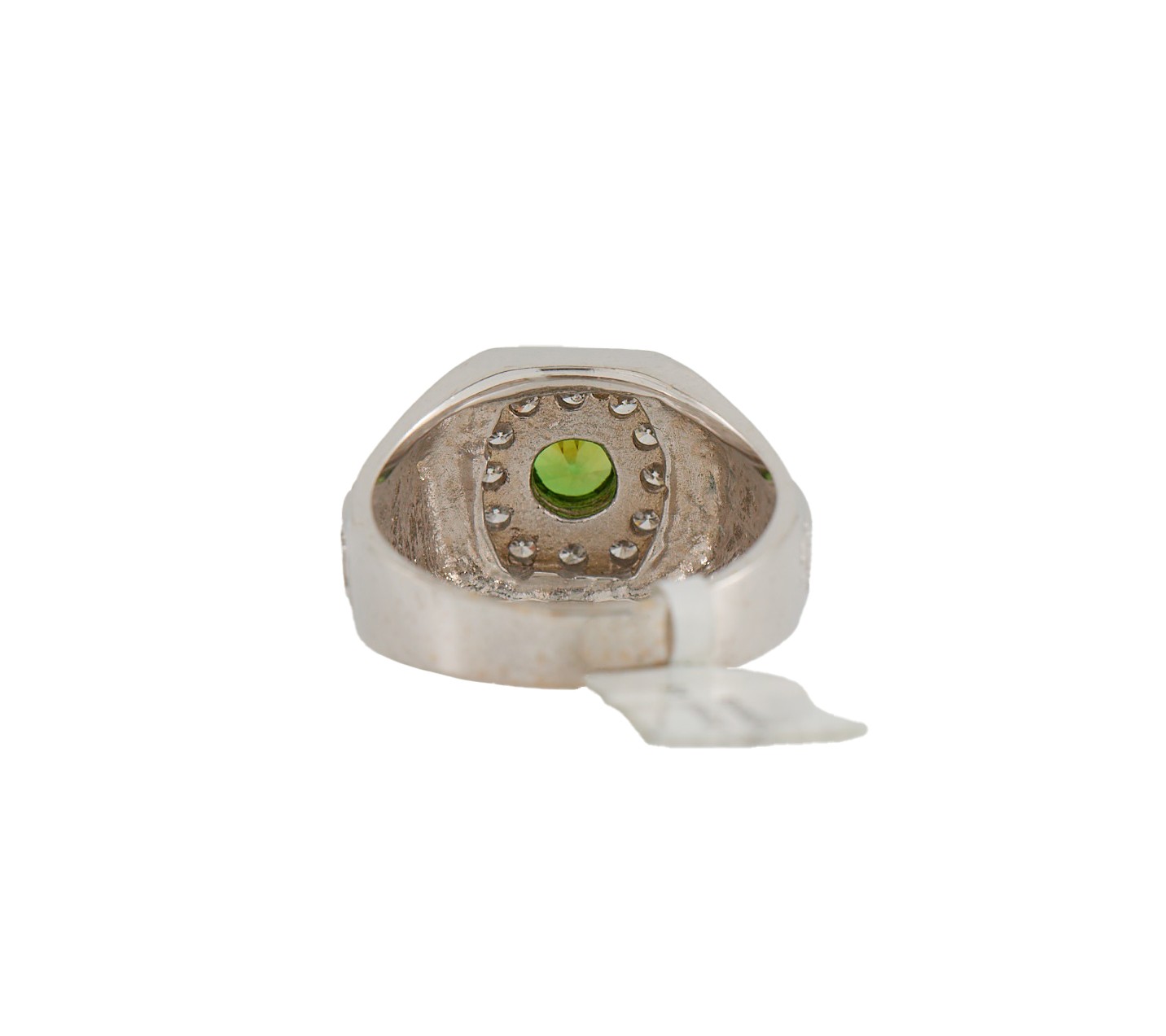 Gents 0.60ct Demantoid Garnet and 0.70ctw Diamond Halo Signet Ring in 18K