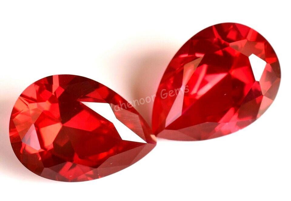 Pair Natural Mogok Red Ruby Pear 18.00×13.00 mm AAA+ Certified Treated Gemstone