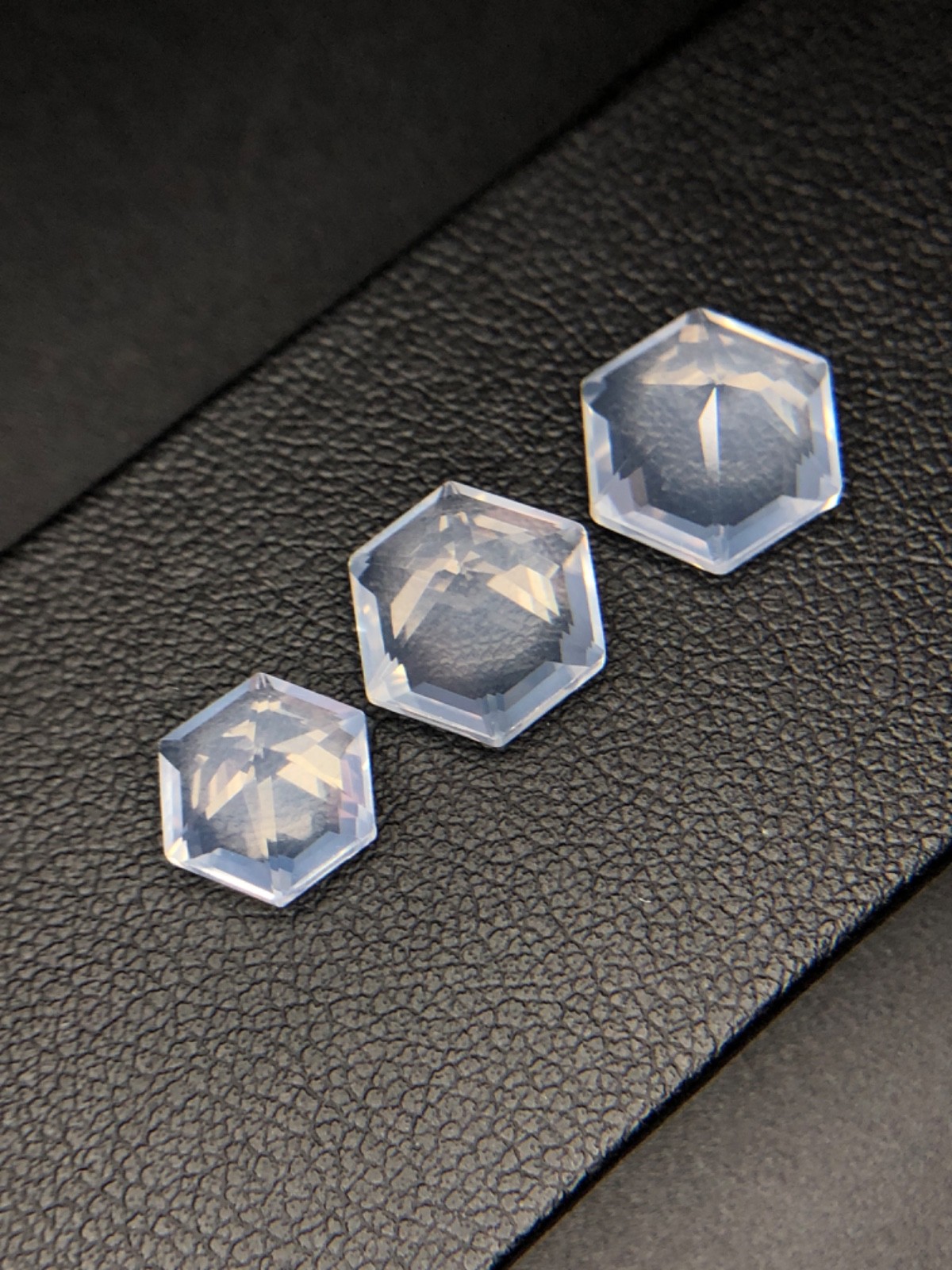 Natural Moon Quartz Lot 10.03 Ct 3 Hexagon Cut White Loose Gems Africa VSI