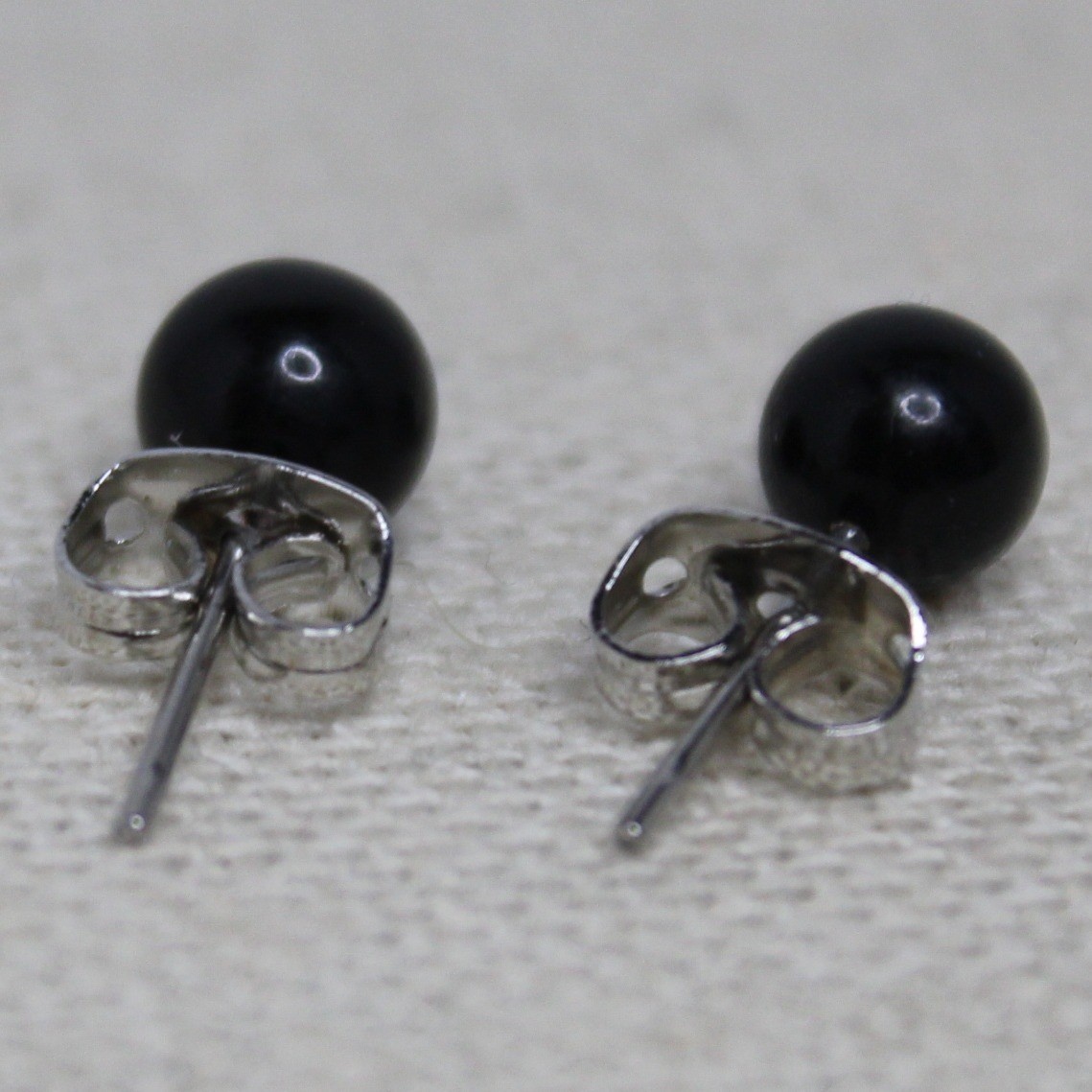 Stud Earrings Black Ball Minimalist Round Small Polished Classic Jewelry Staple