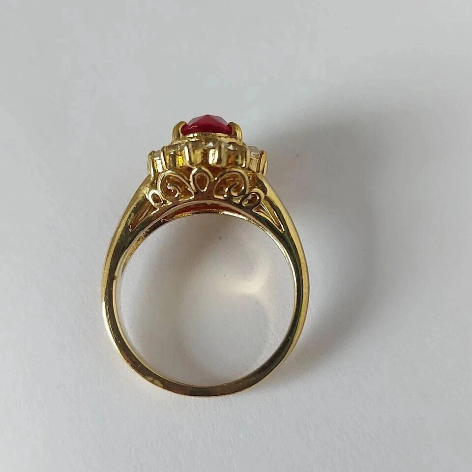 2.00 Ct Oval Cut Natural Ruby Diamond & Wedding Ring 14K Yellow Gold