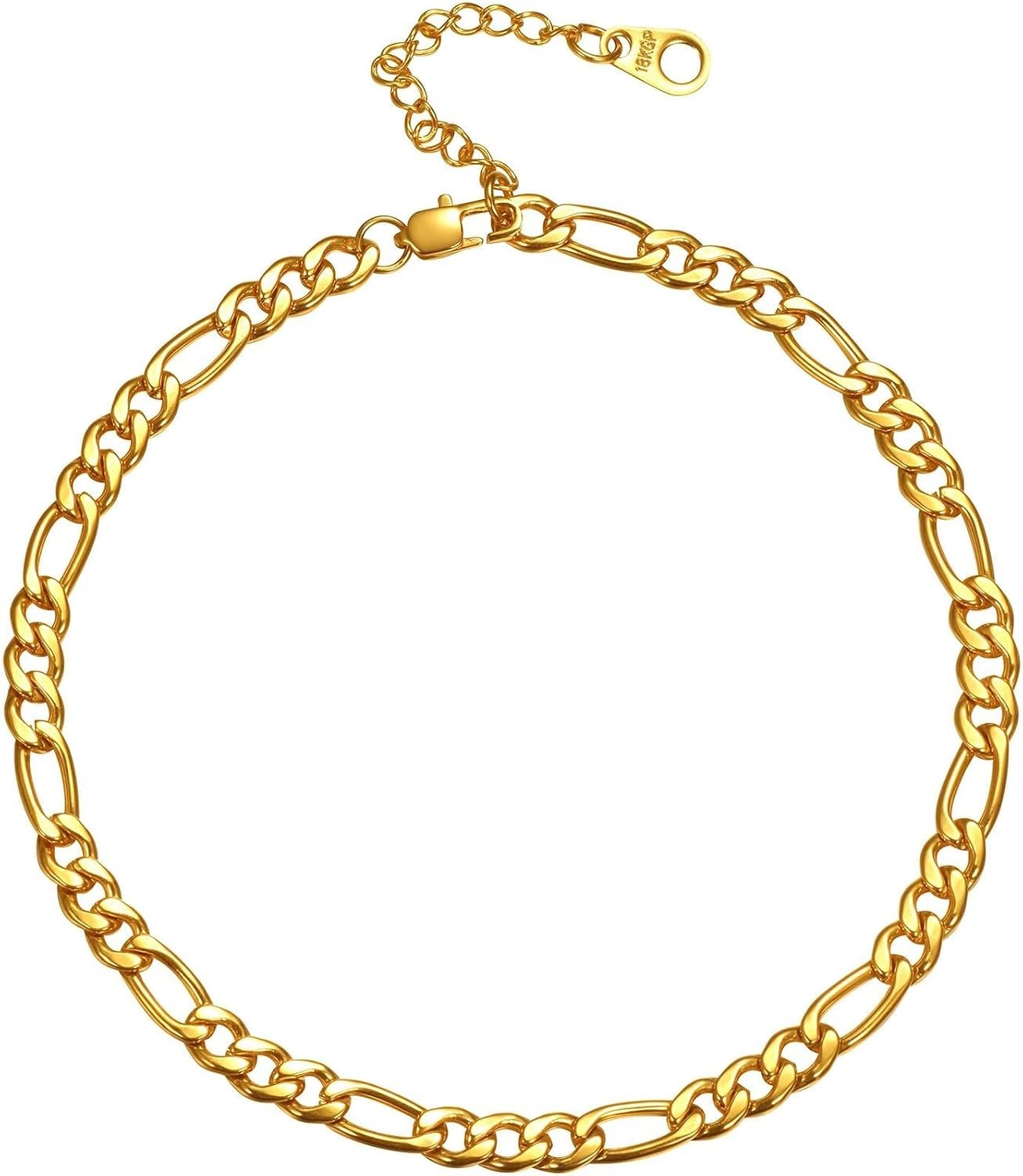 Classic Stainless Steel Figaro Chain Anklet – Adjustable & Hypoallergenic