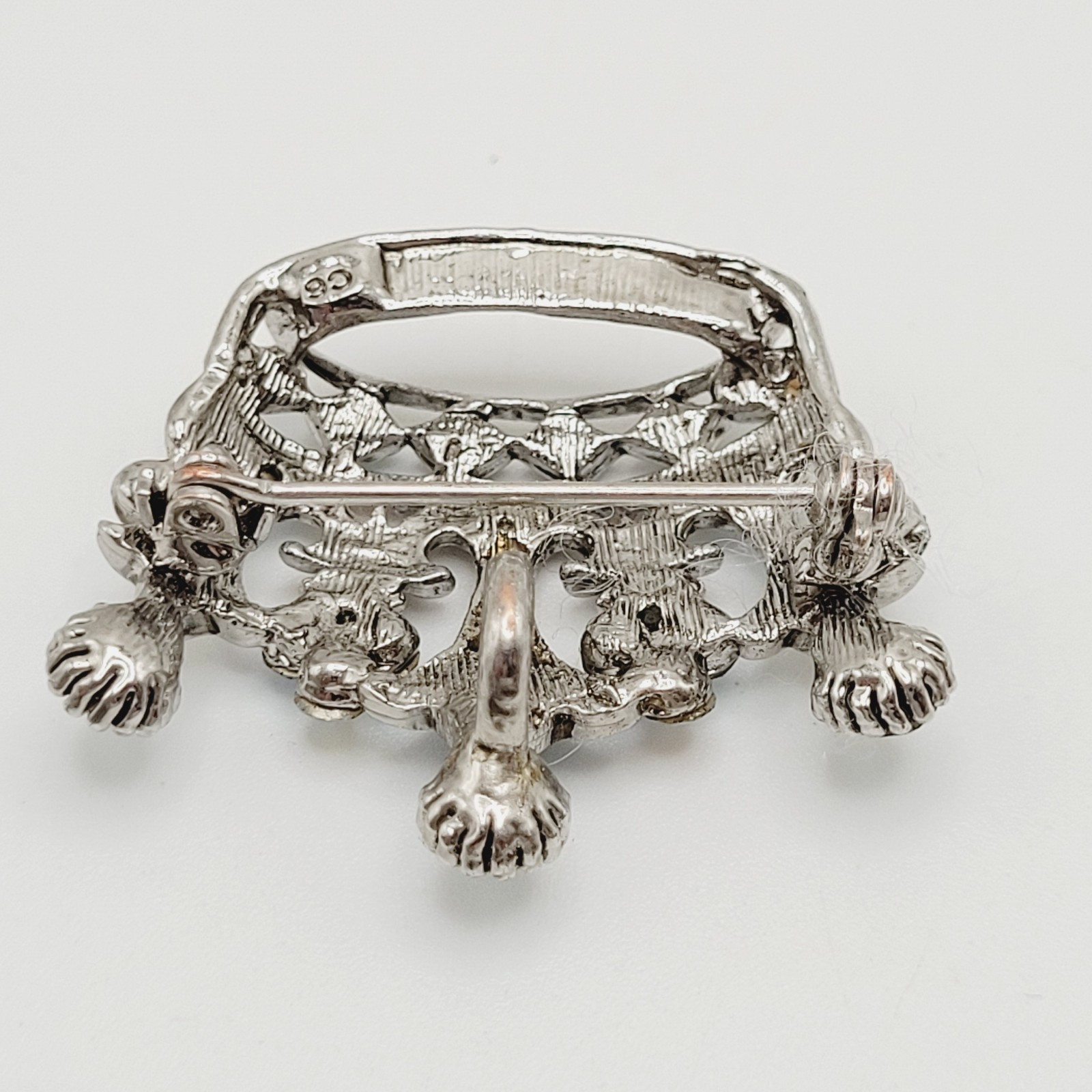 Regal Royal Queen Crown with Light Blue Rhinestone Silver Tone Pendant Brooch