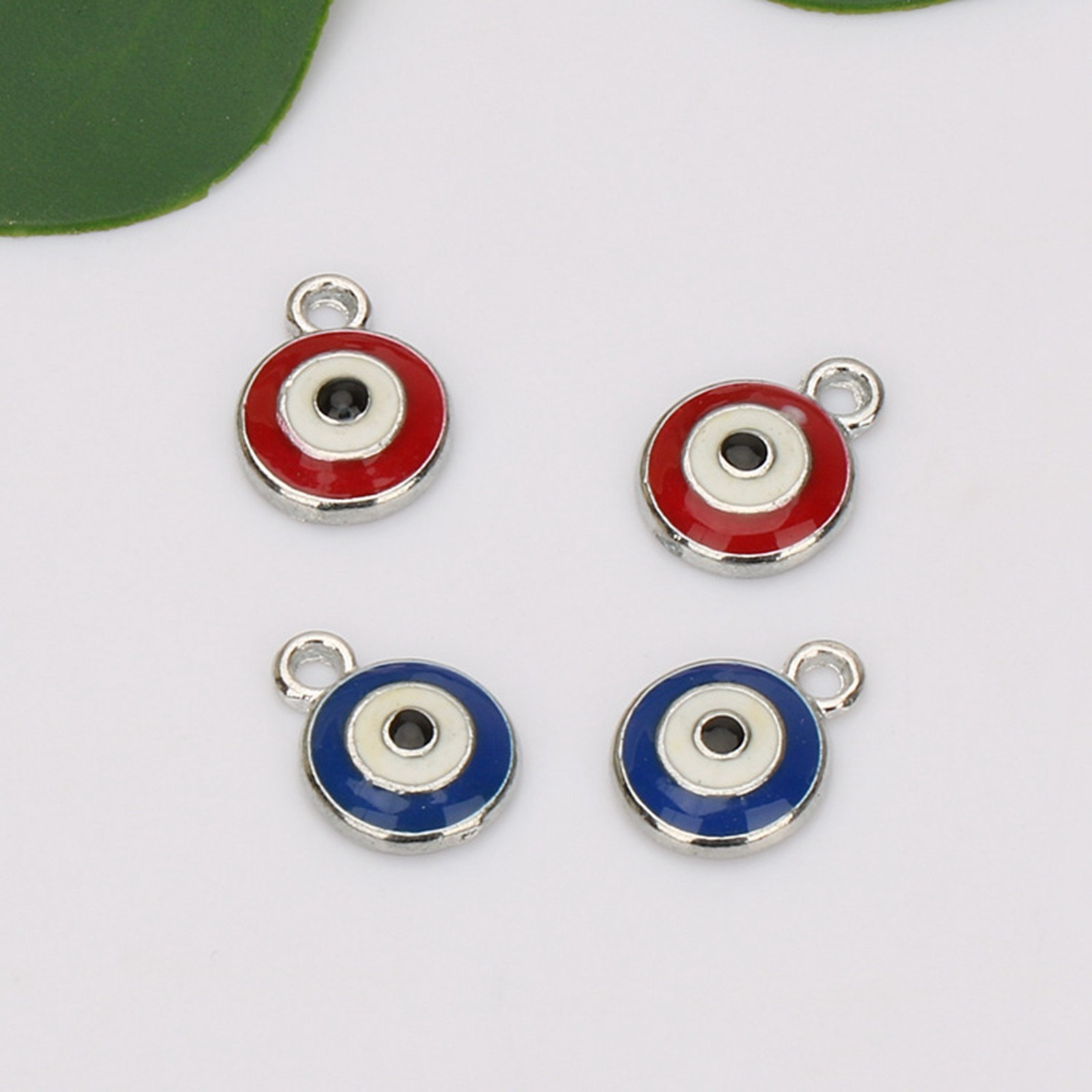 Craft DIY 10mm Evil Eye Charms – Alloy Enamel Red & Blue Protection Pendants
