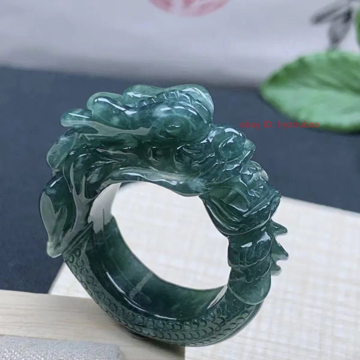 Certified Natural Burma Grade A Jade jadeite Carved Dragon Men Women Lucky Ring