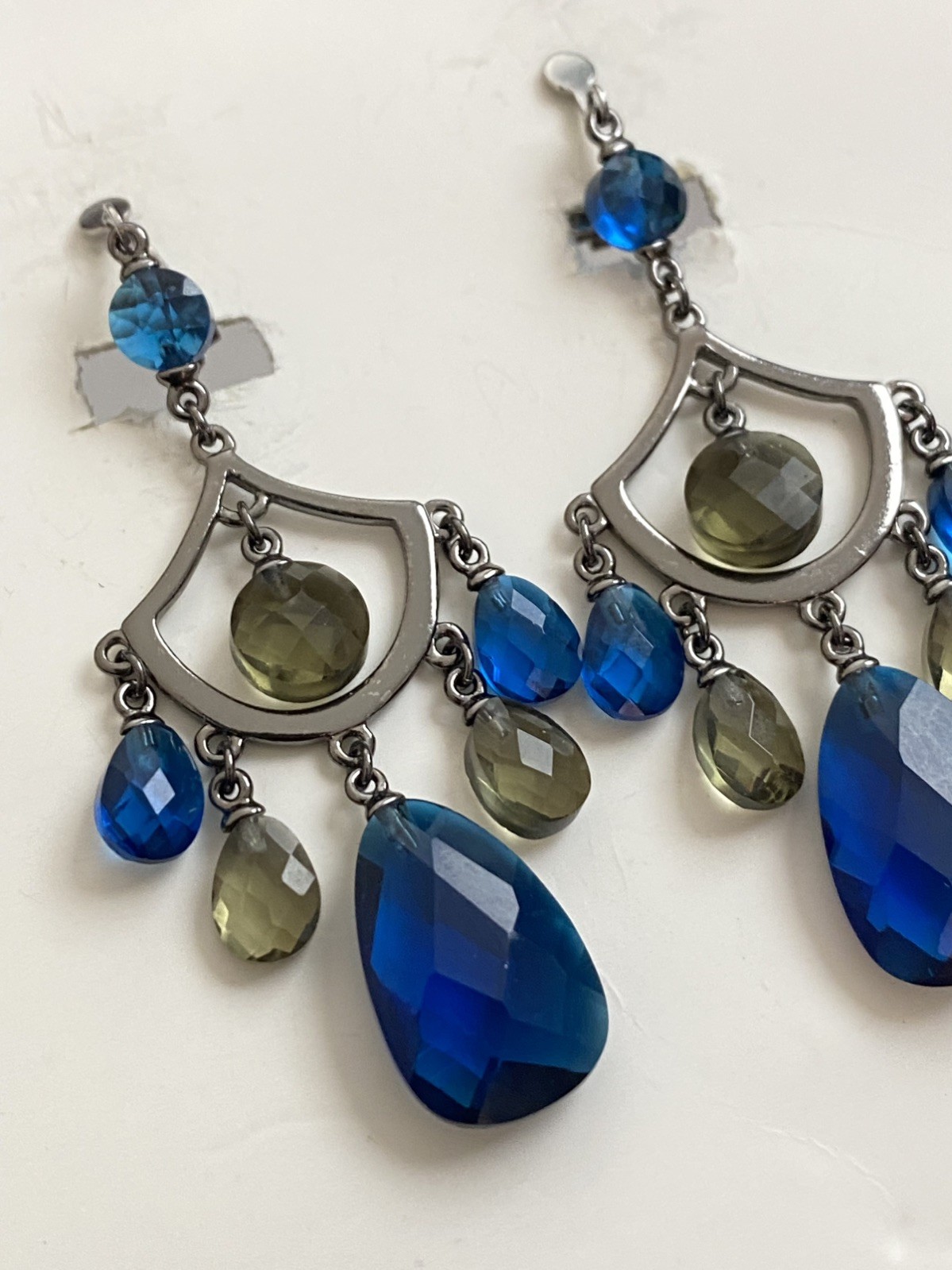 New Clip-On sparkle blue drop Earrings None Piercing Cuff