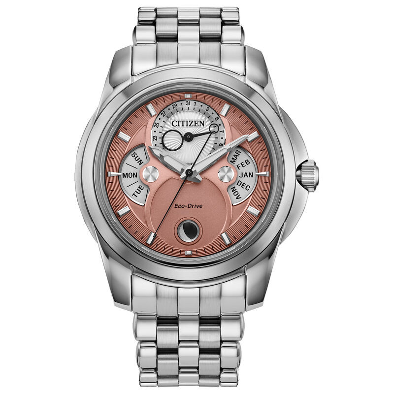 Citizen Calendrier Salmon Sapphire Dial Day Date Month Men’s Watch BU0080-52X