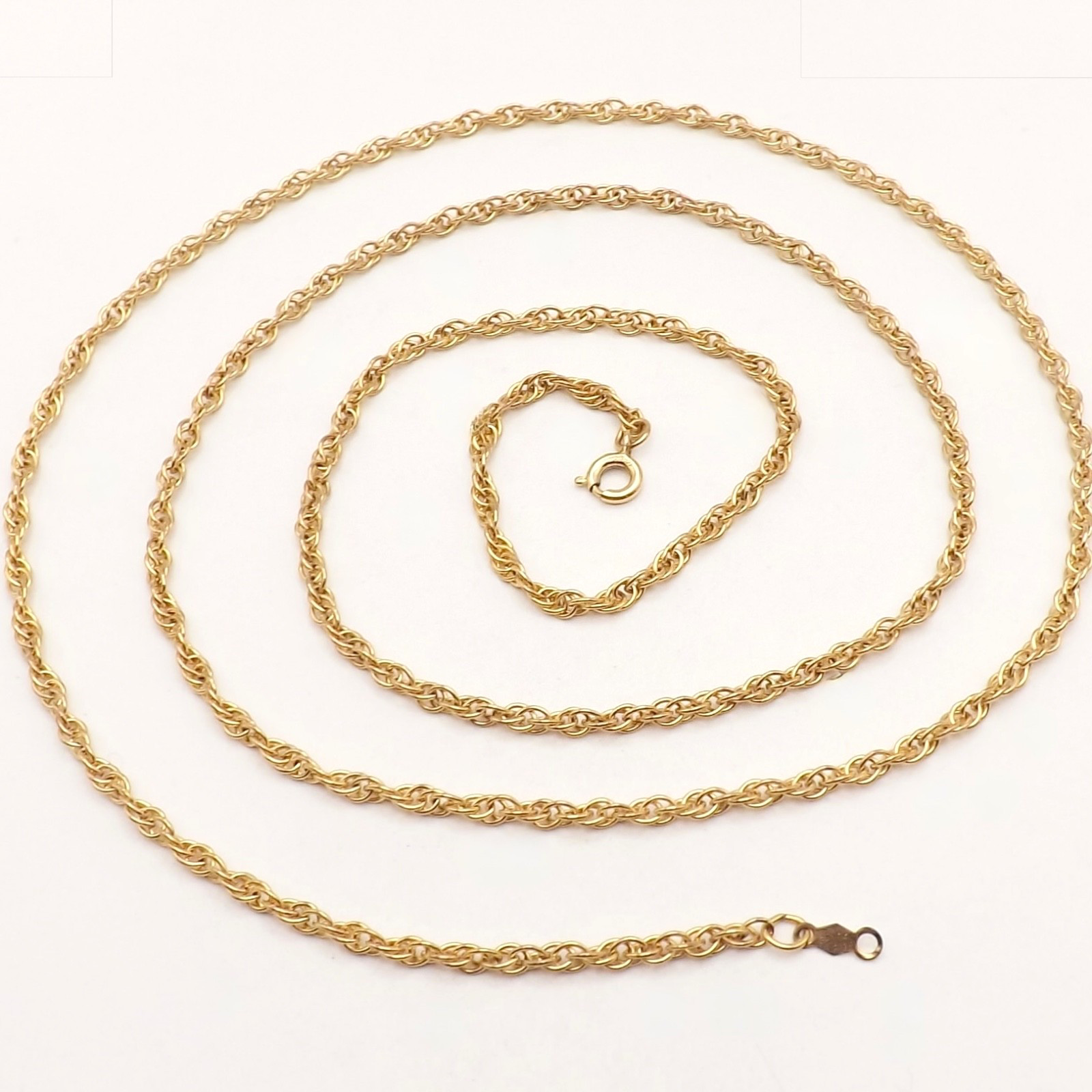 12k Gold Filled Open Rope Link Pendant Chain Necklace 30in Long 2.5mm 8gr
