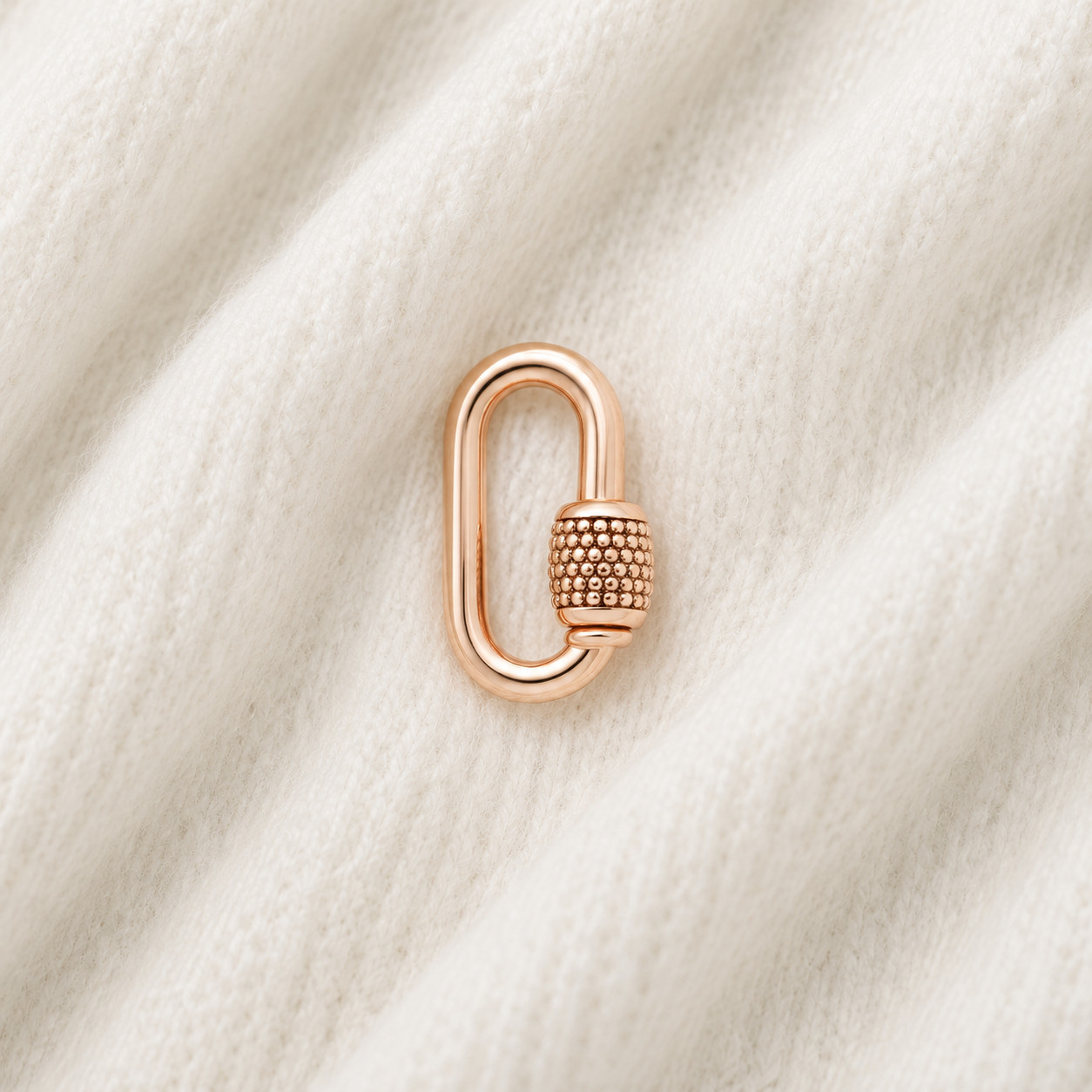 925 Silver Rose Gold Plated Oval Carabiner enhancer Lock Clasp Gift jewel